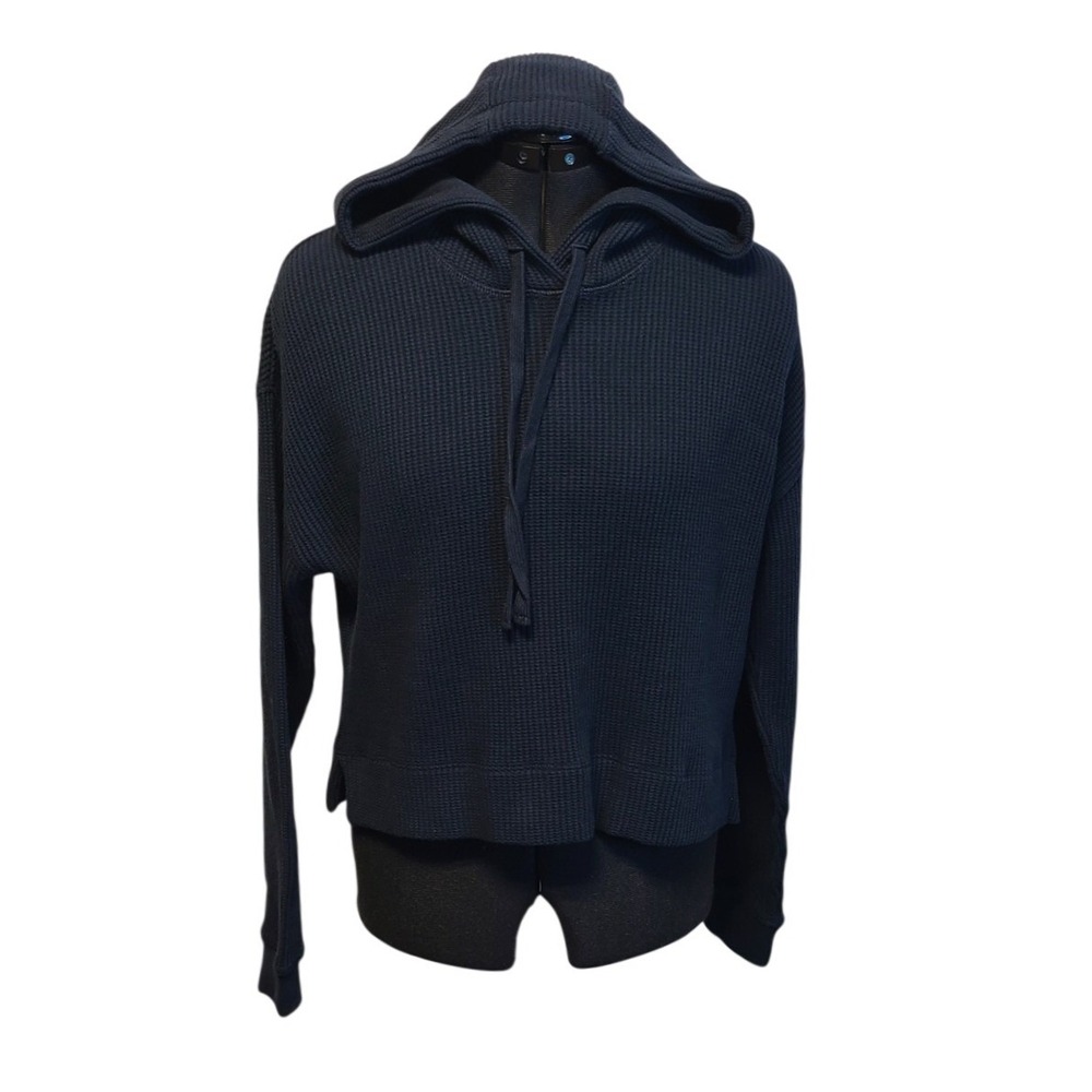 ATM Anthony Thomas Melillo Midnight Navy Waffle Knit Cotton Hoodie XS
